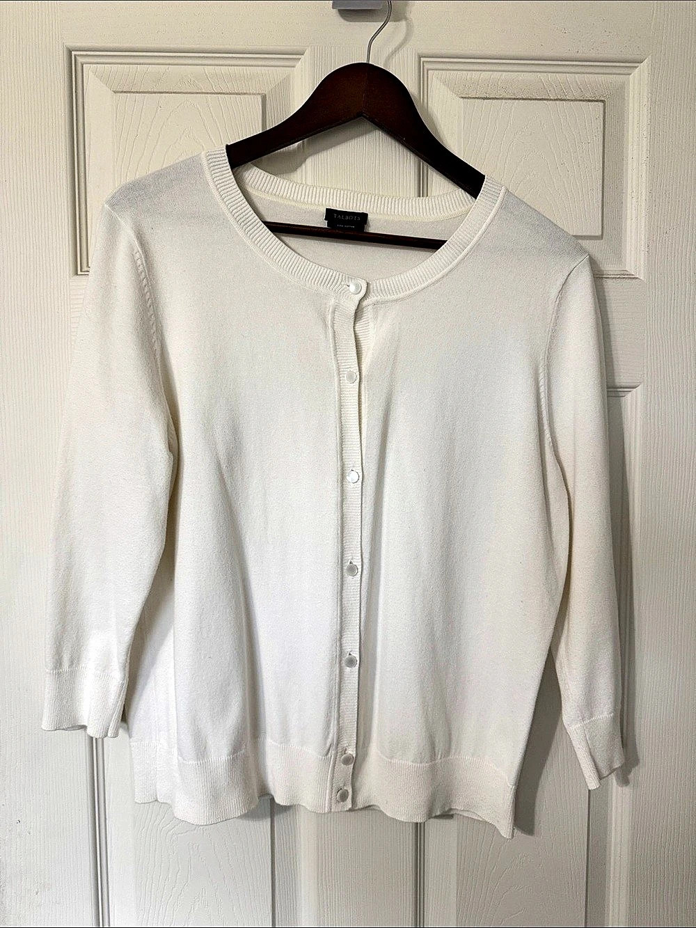 Talbots Charming Cardigan White Button-Front Sweater